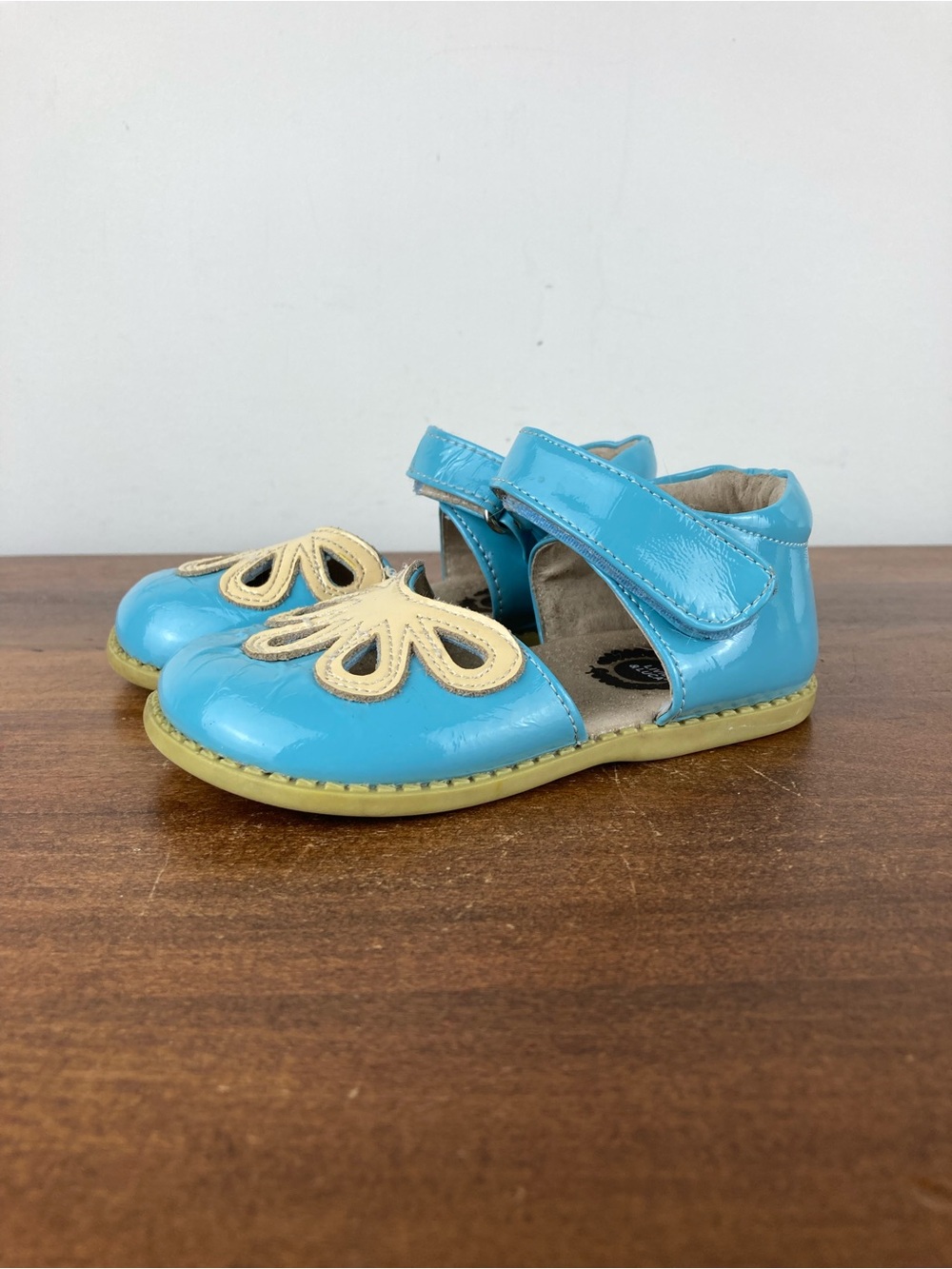 Livie & Luca Mary Jane Pedal Shoes Leather Blue Hook Loop Girls Size 7.